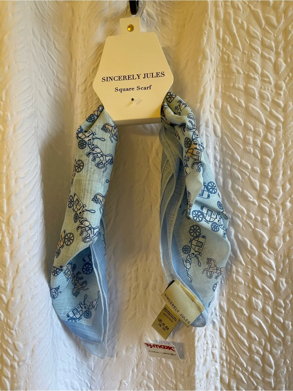 Sincerely Jules Blue Carriage Print Square Scarf - NWT**
